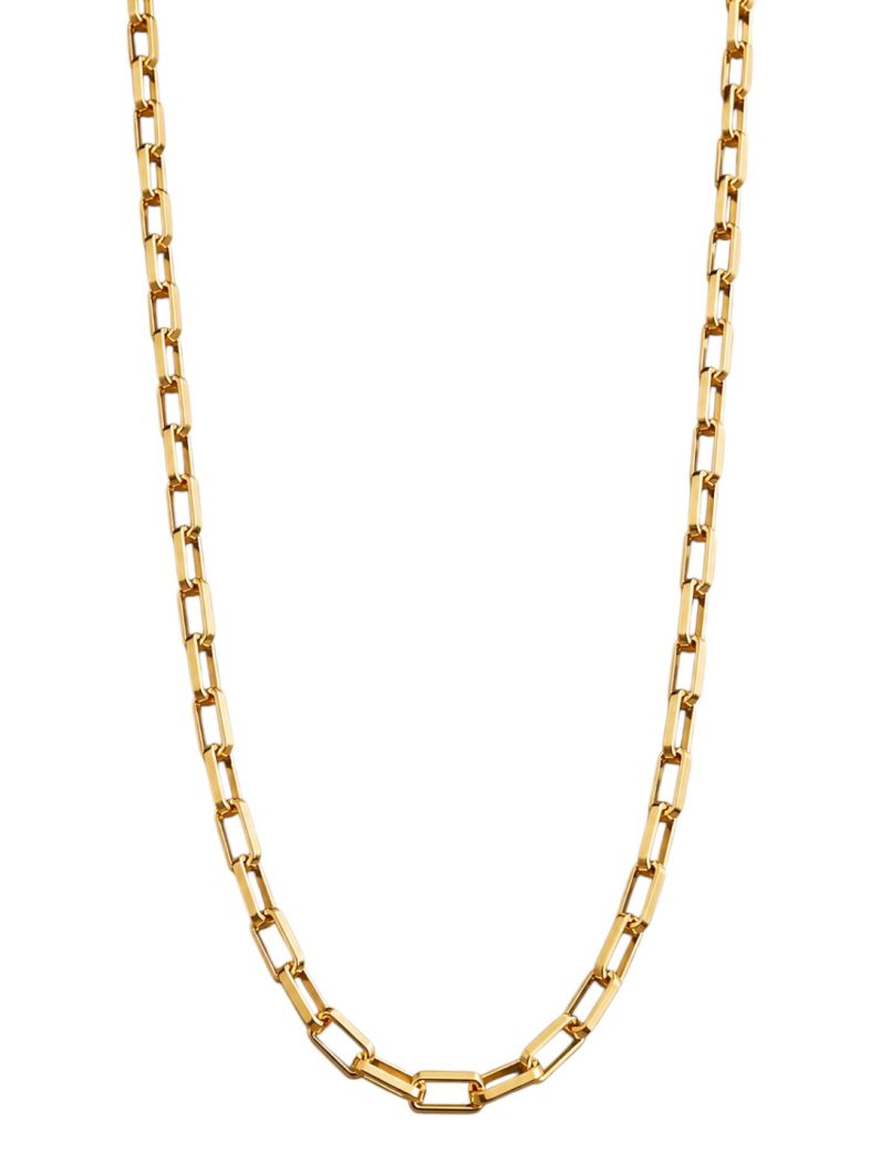 Colar Masculino Aço Inoxidável Ouro 18k Elo Quadrado Grosso