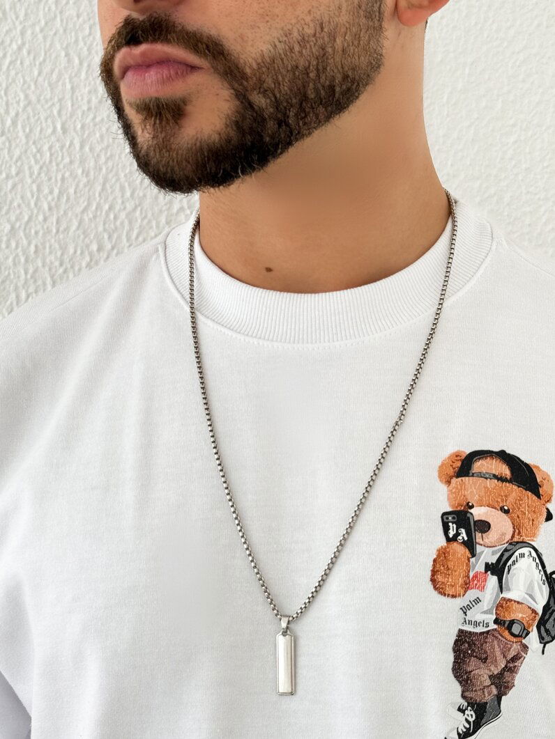 Colar Masculino Semi Joia Com Placa Lisa