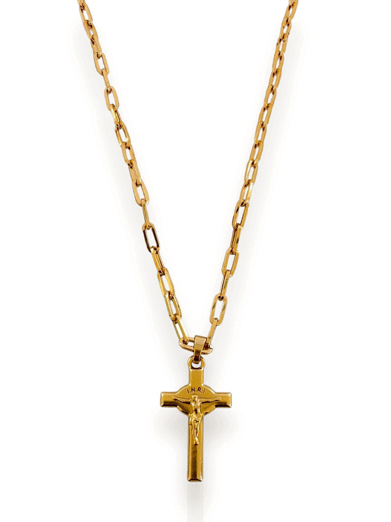 COLAR MASCULINO SEMI JOIA ELO CARTIER COM CRUCIFIXO