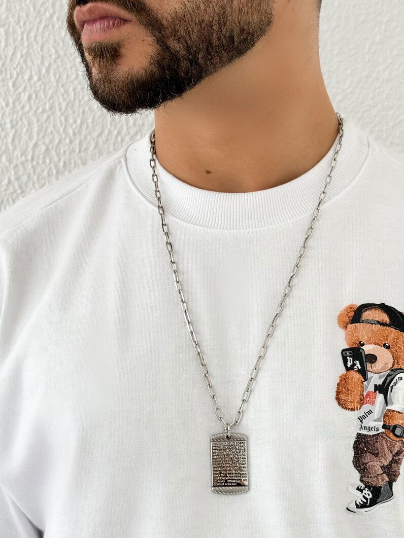 Colar Masculino Semi Joia Elo com Pingente 'Os Dez Mandamentos'