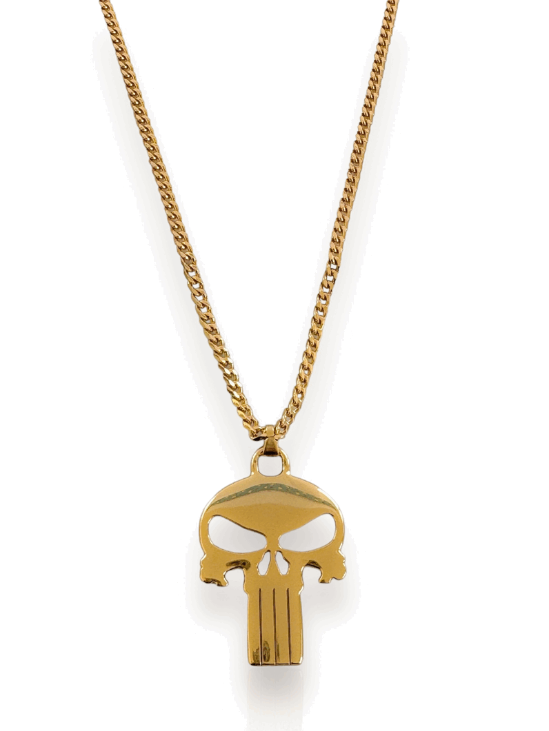 Colar Masculino Semi Joia Pingente Caveira 'The punisher'