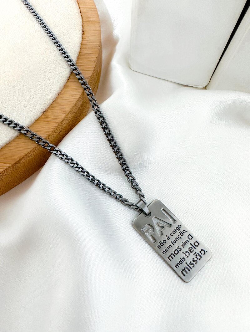 COLAR MASCULINO SEMI JOIA MEDALHA PAI