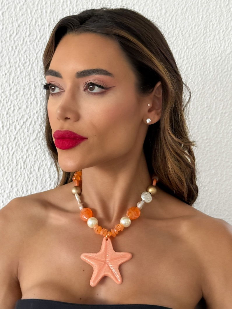 Colar Pérolas Com Pingente Estrela do Mar