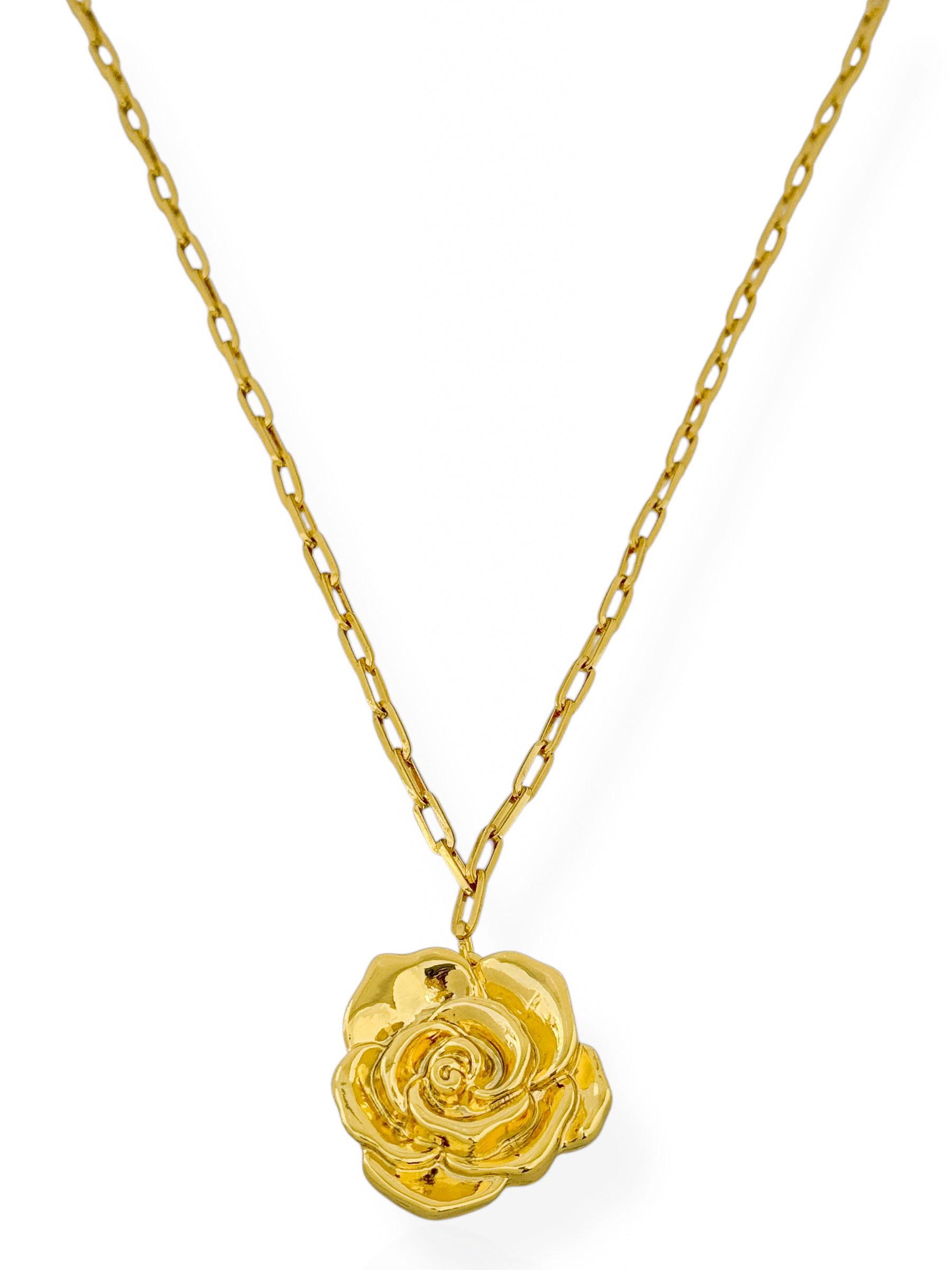 Colar Relicário SemiJoia Relicario Elos Largos Pingente Flor