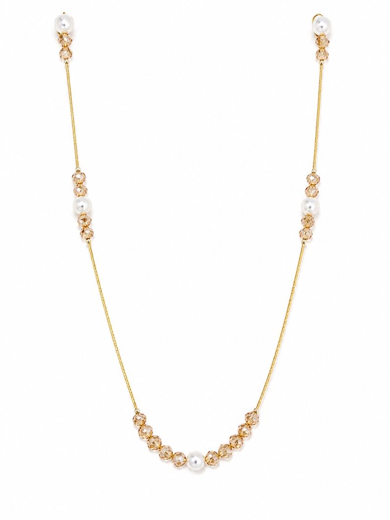 Colar Riviera Folheado Ouro 18k Cristais e Perolas