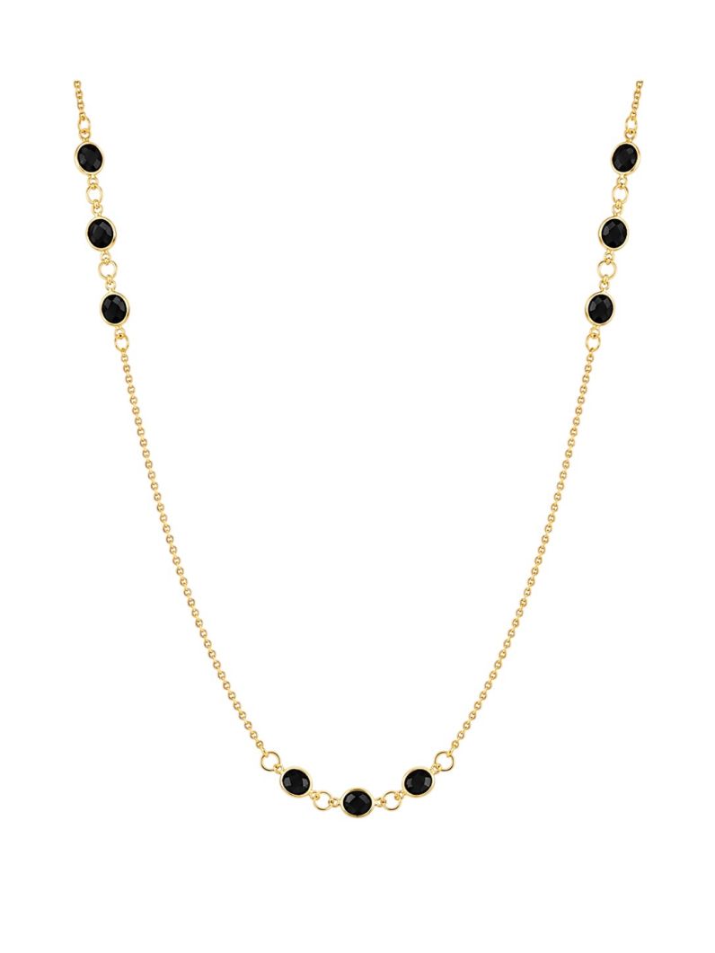 Colar Riviera Folheado Ouro 18k Cristal Preto