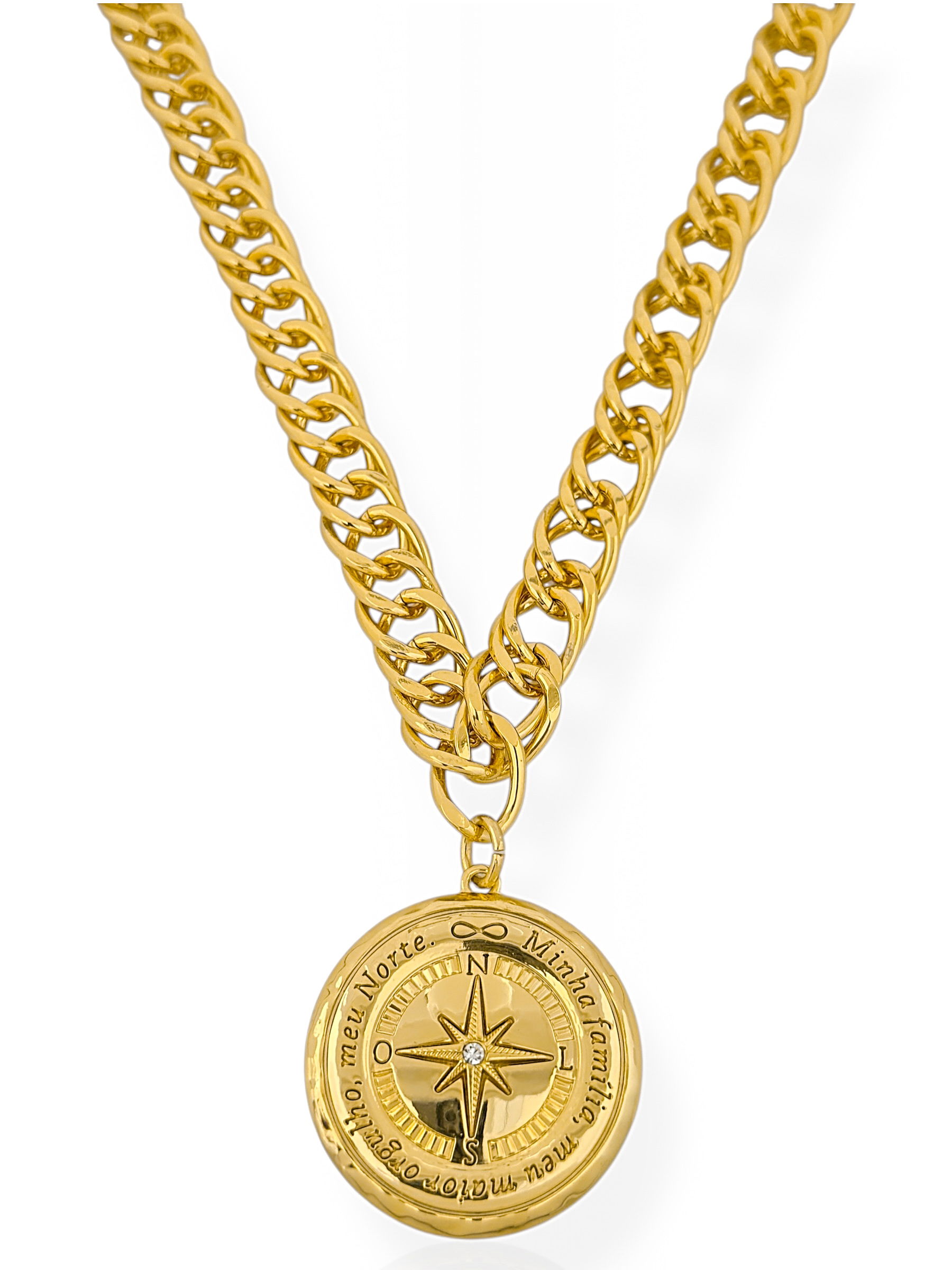 Colar Semi Joia 'Minha família, meu maior orgulho, meu norte'.