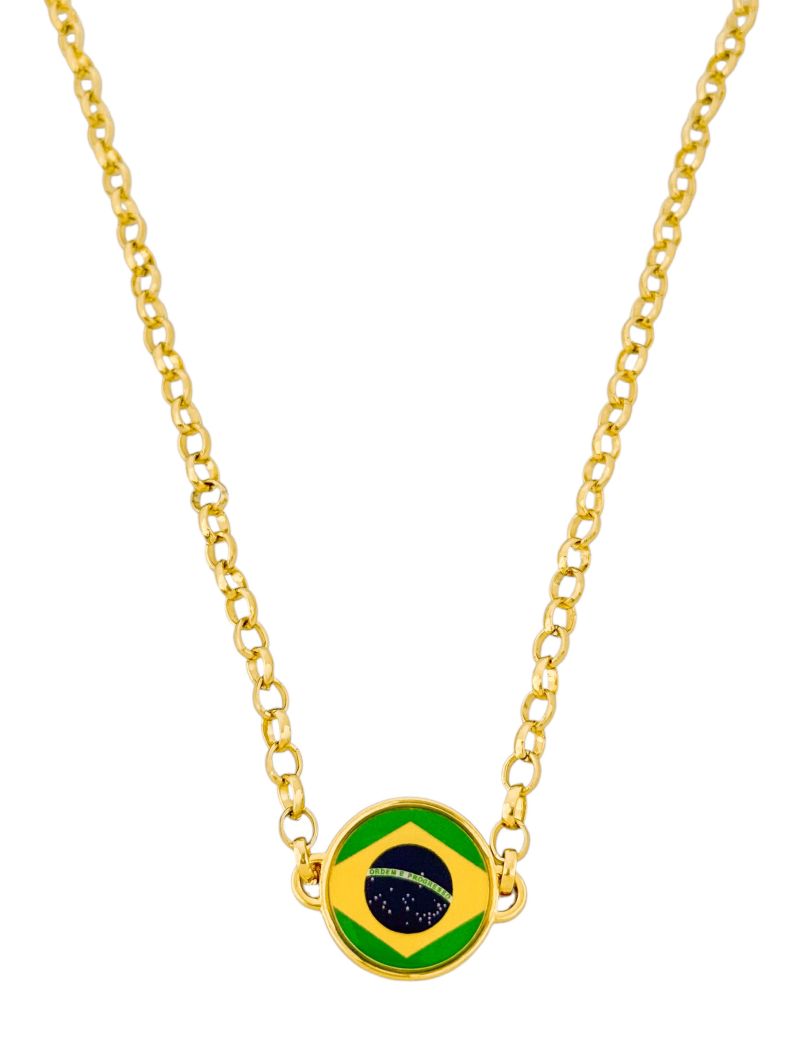 Colar Semi Joia Bandeira do Brasil