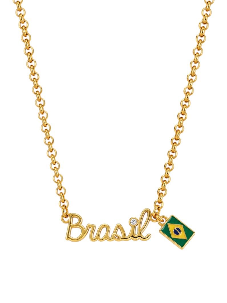 Colar Semi Joia Brasil Bandeira