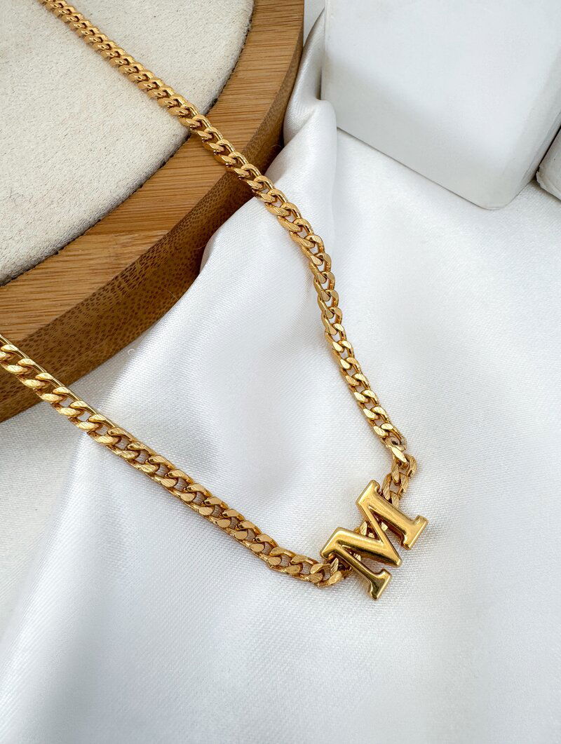 Colar Semi Joia Elo Grumet Inicial Personalizada (Mande sua personalização na observação