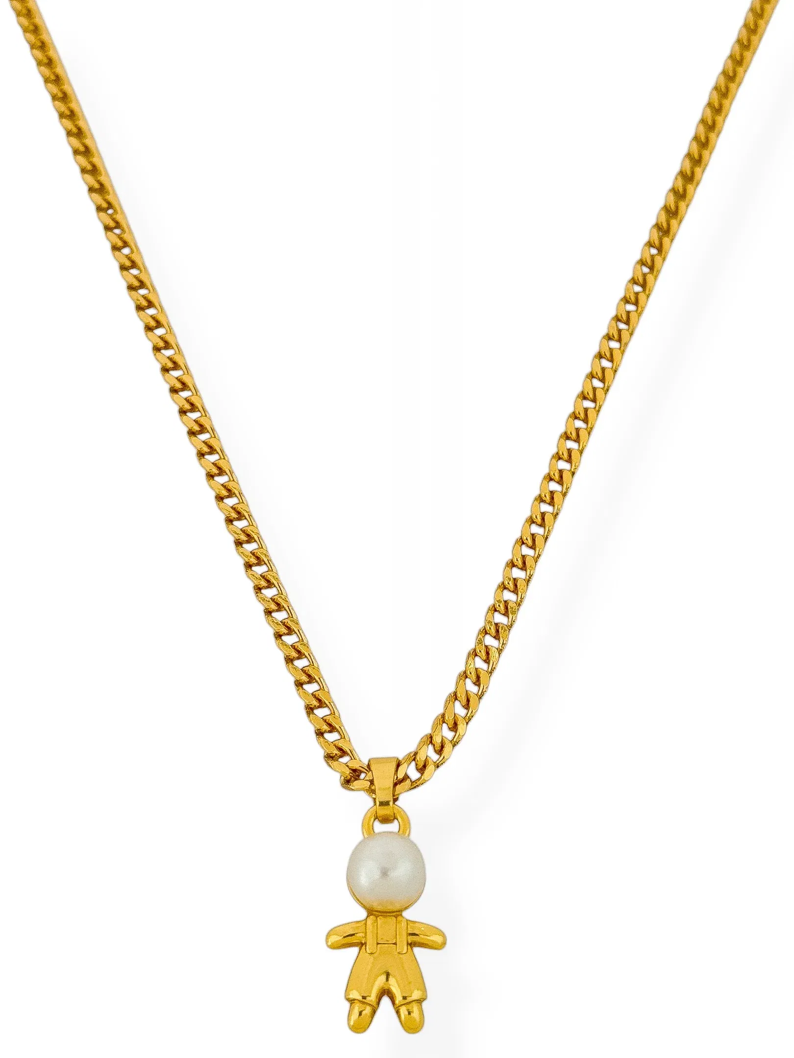 Colar Semi Joia Elo Grumet Pingente Único Filho Com Pérola