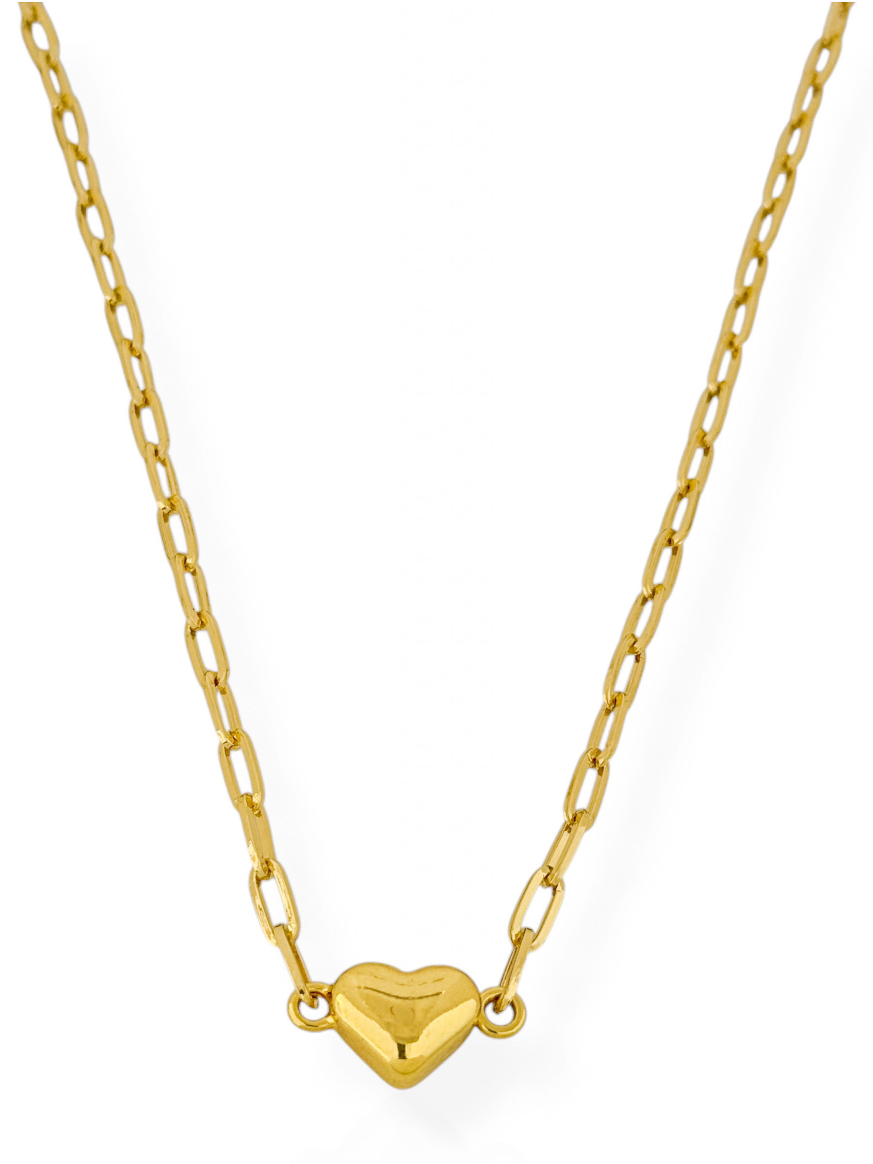 Colar Semi Joia Elo Largo Com Pingente Coração Liso