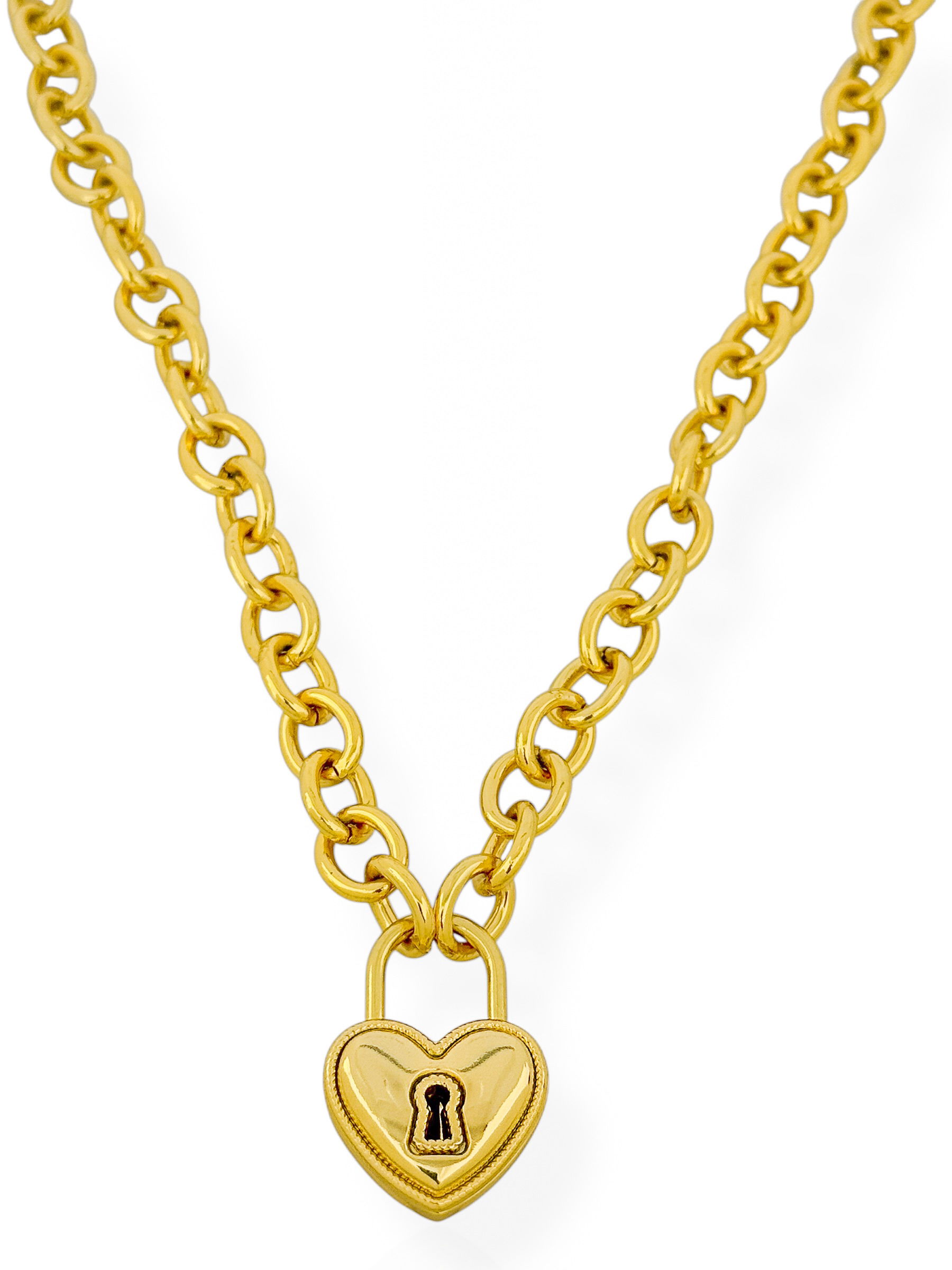 Colar Semi Joia Elos com Pingente Cadeado