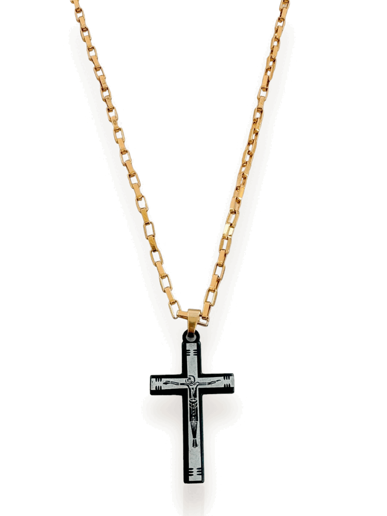 COLAR SEMI JOIA MASCULINO CRUCIFIXO.