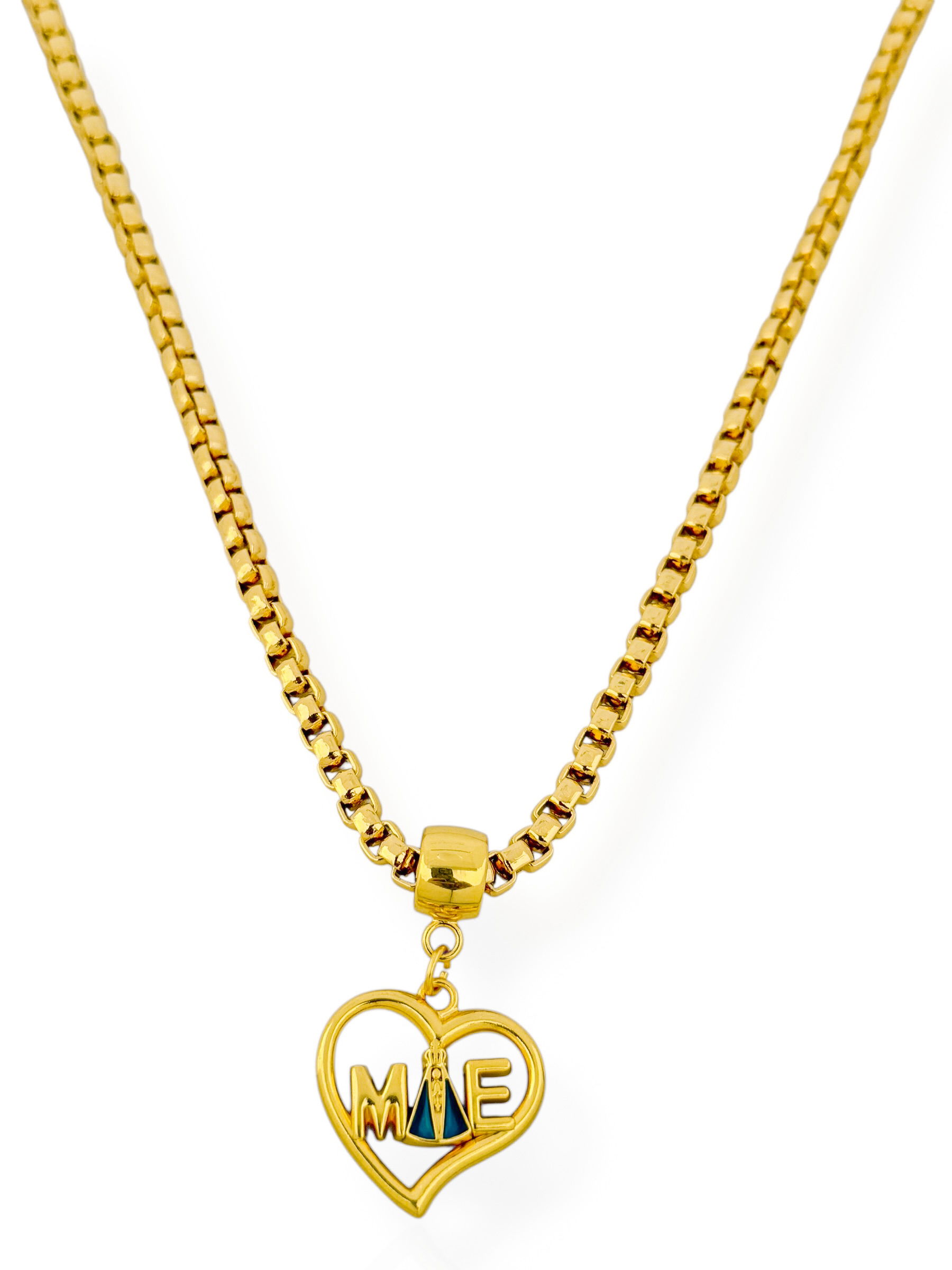 Colar Semi Joia Pingente Mãe e Nossa Senhora