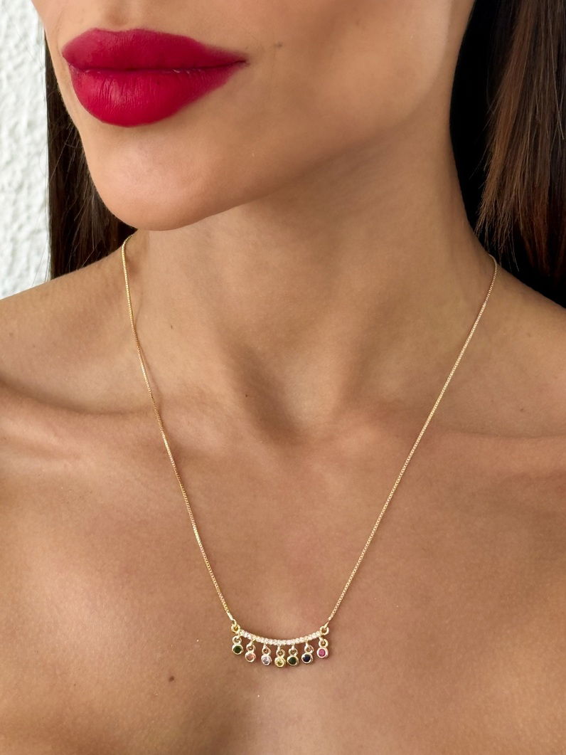 Colar Semi joia Semi Veneziana Com Mini Cristais M