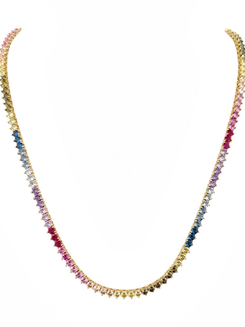 Colar Semi Joia Zircônias Coloridas 45 Cm