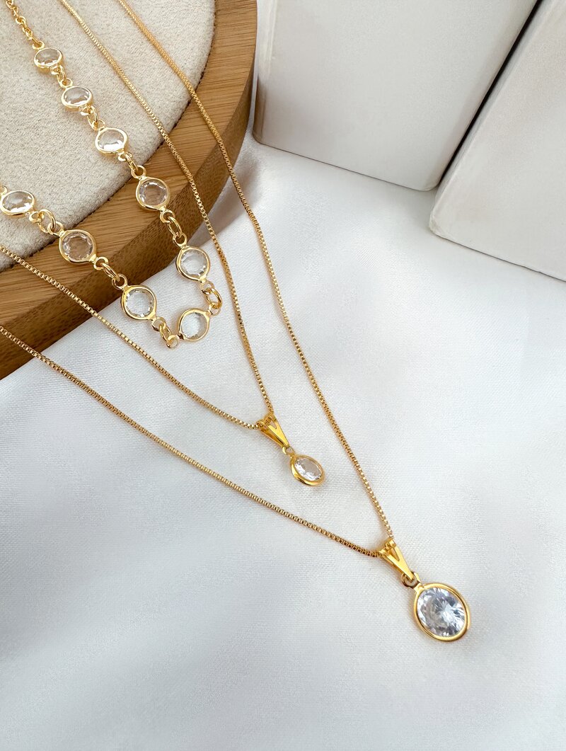 Colar Triplo Folheado a Ouro 18k e Prata