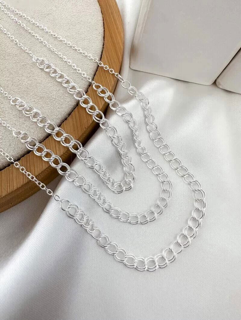 Colar Triplo Folheado a Ouro 18k e Prata 925 Elos Duplo
