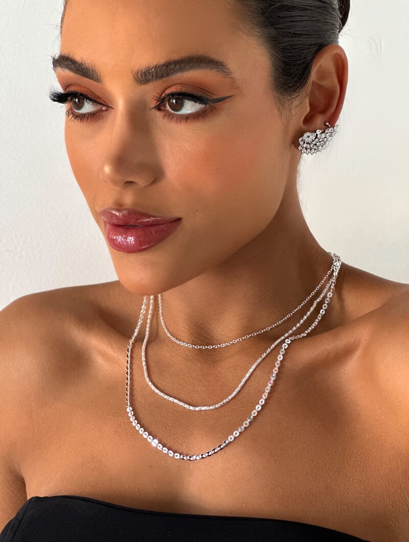 Colar Triplo Folheado a Ouro 18k e Prata 925 Elos e Rabo de Tatu