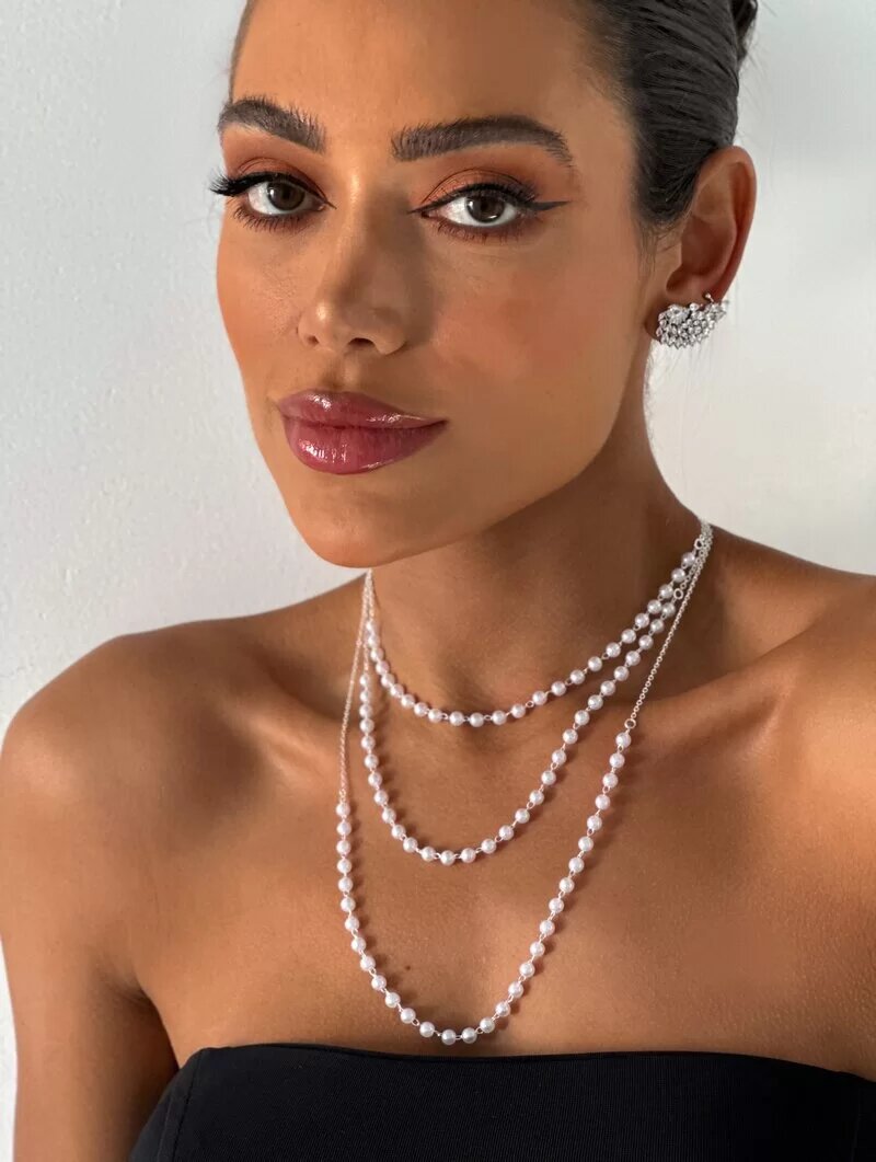 Colar Triplo Folheado a Ouro 18k e Prata Pérolas