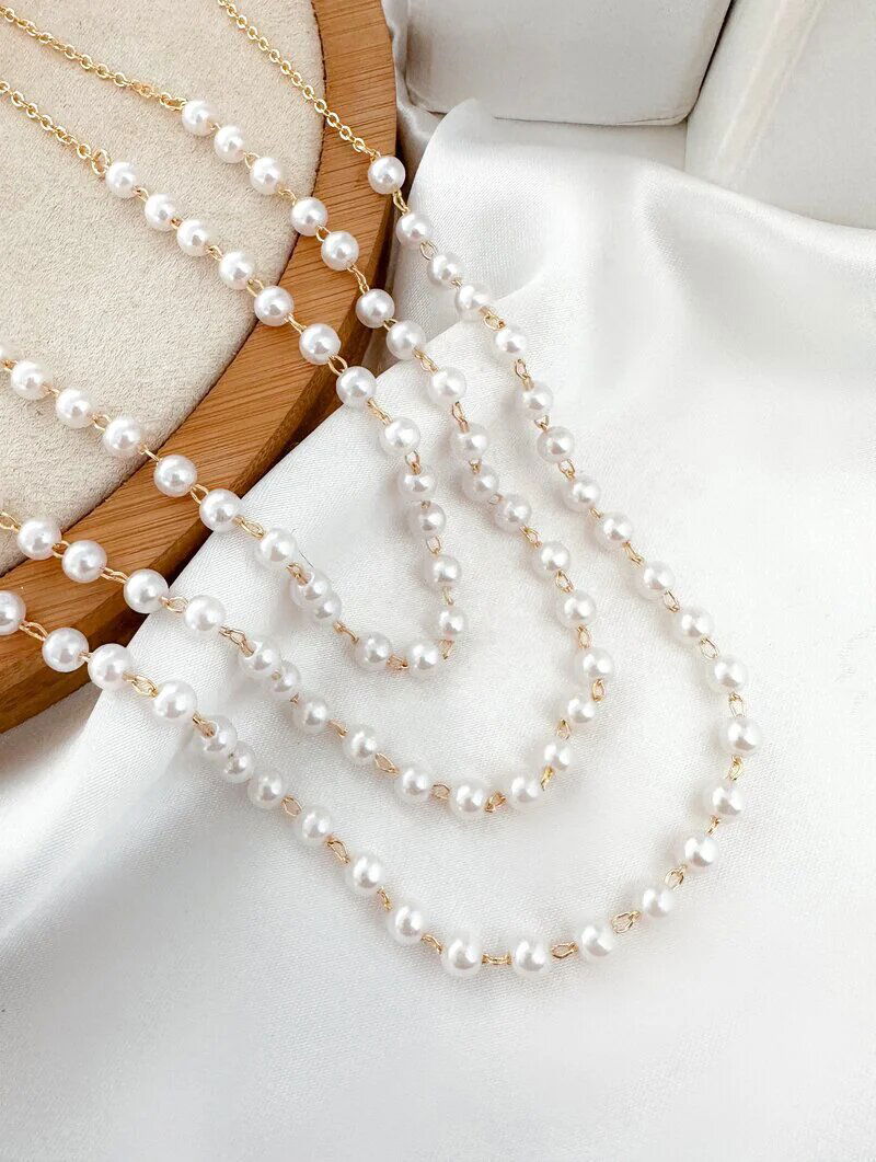 Colar Triplo Folheado a Ouro 18k e Prata Pérolas