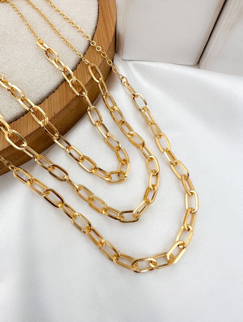 Colar Triplo Folheado a Ouro 18k Elos