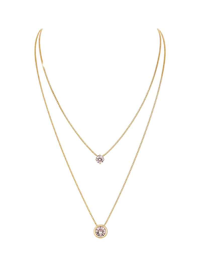 Colar Triplo Folheado a Ouro 18k Ponto de Luz