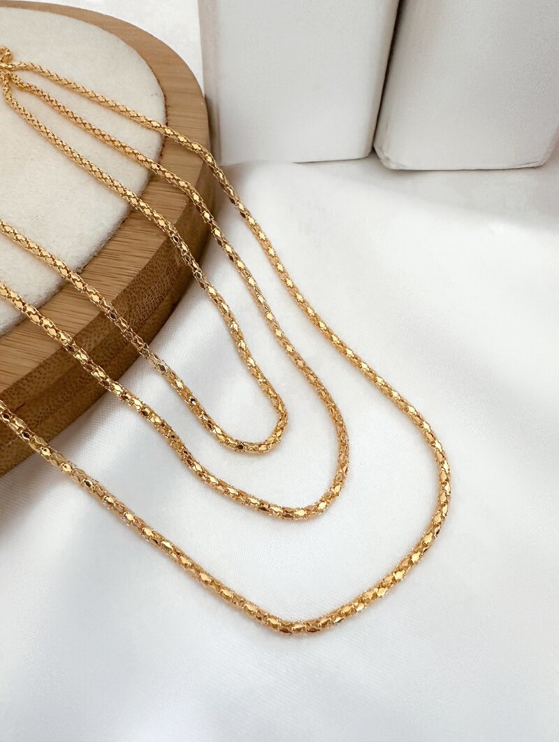 Colar Triplo Folheado a Ouro 18k Rabo de Tatu