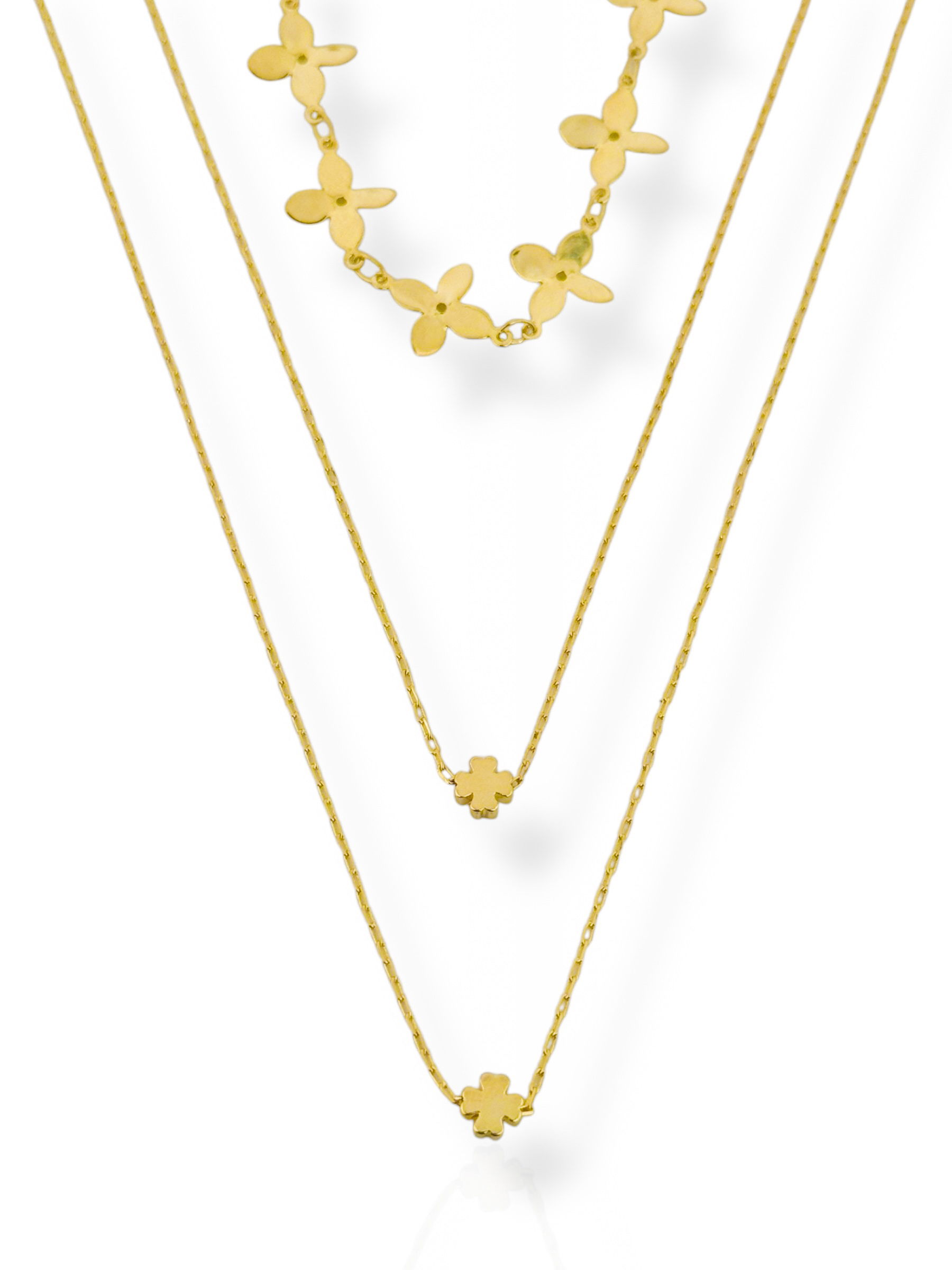 Colar Triplo Folheado a Ouro 18k Trevo