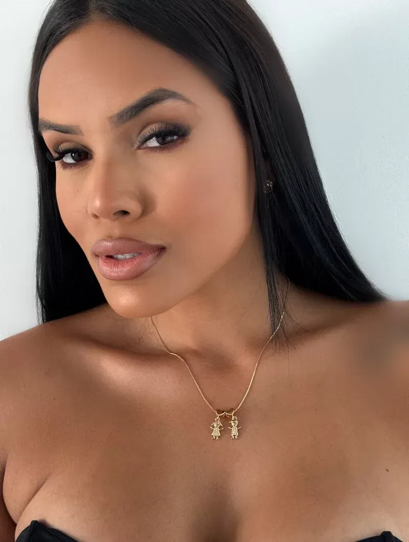 Colar Veneziana Folheado a Ouro 18k e Prata Pingente Criança