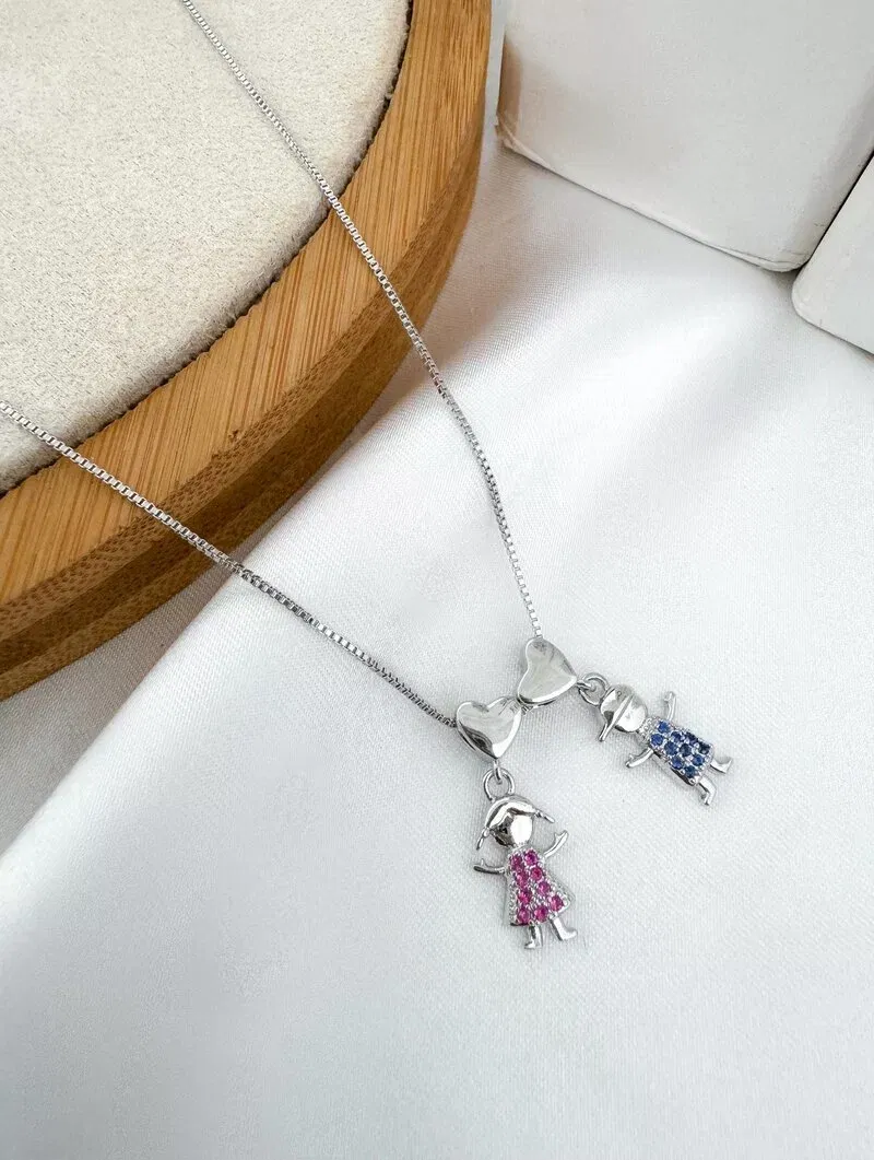 Colar Veneziana Folheado a Ouro 18k e Prata Pingente Criança