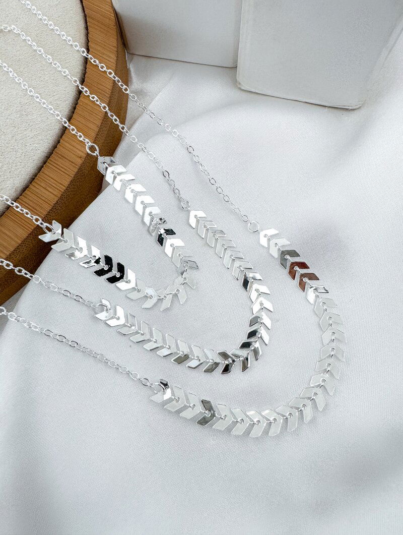 Colar Triplo Folheado a Prata 925 Escamas