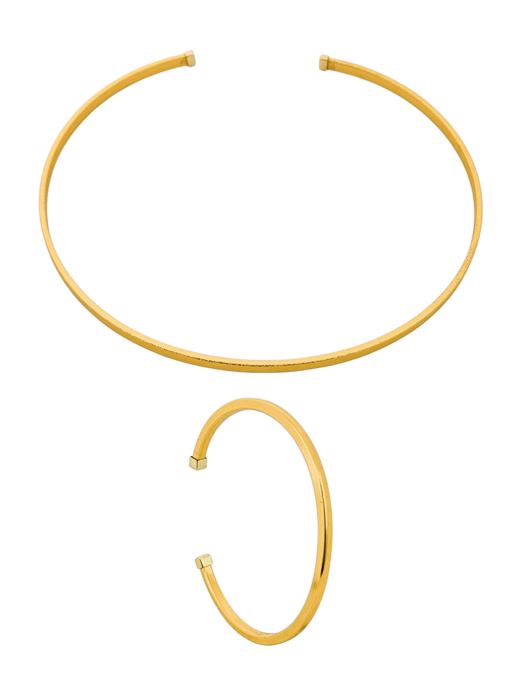 Conjunto Choker Aro e Bracelete Folheado a Ouro 18k Design Quadrado