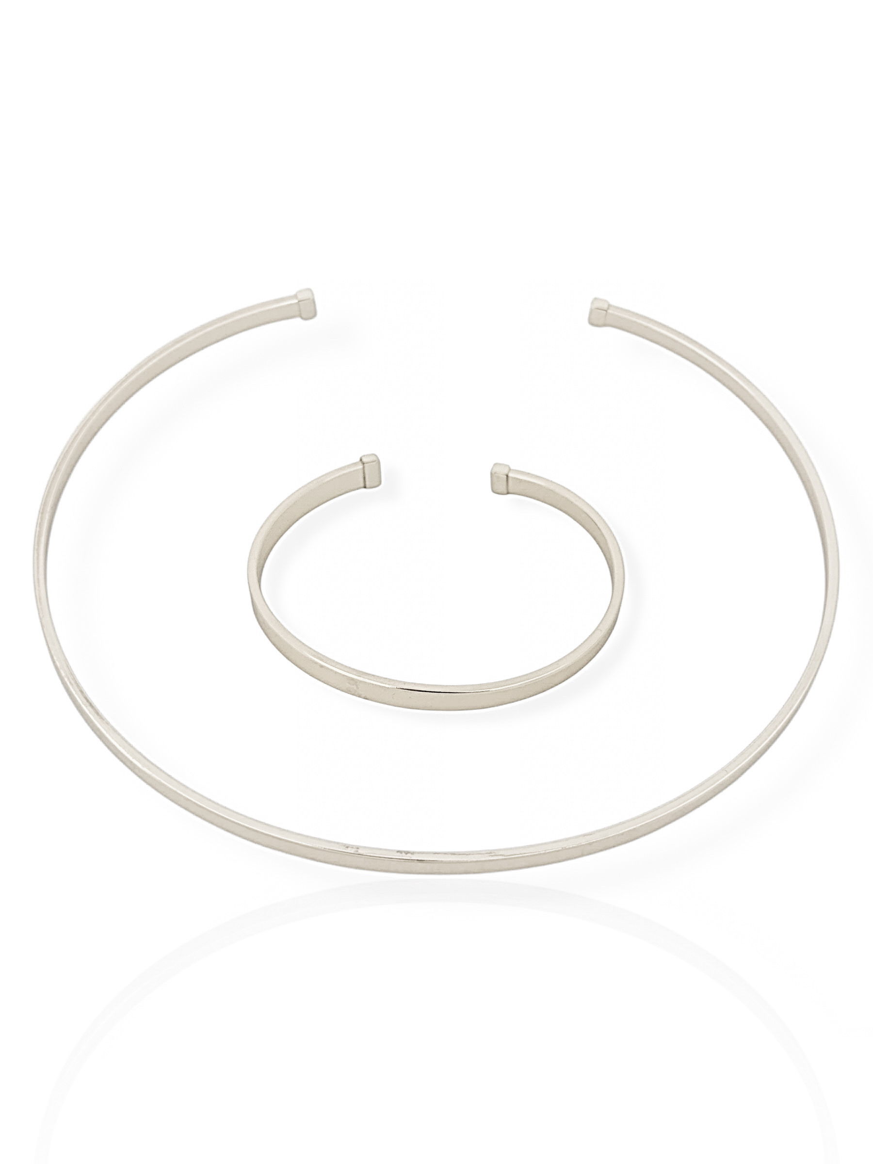 Conjunto Choker Aro e Bracelete Folheado a Ouro 18k e Prata Aro Liso