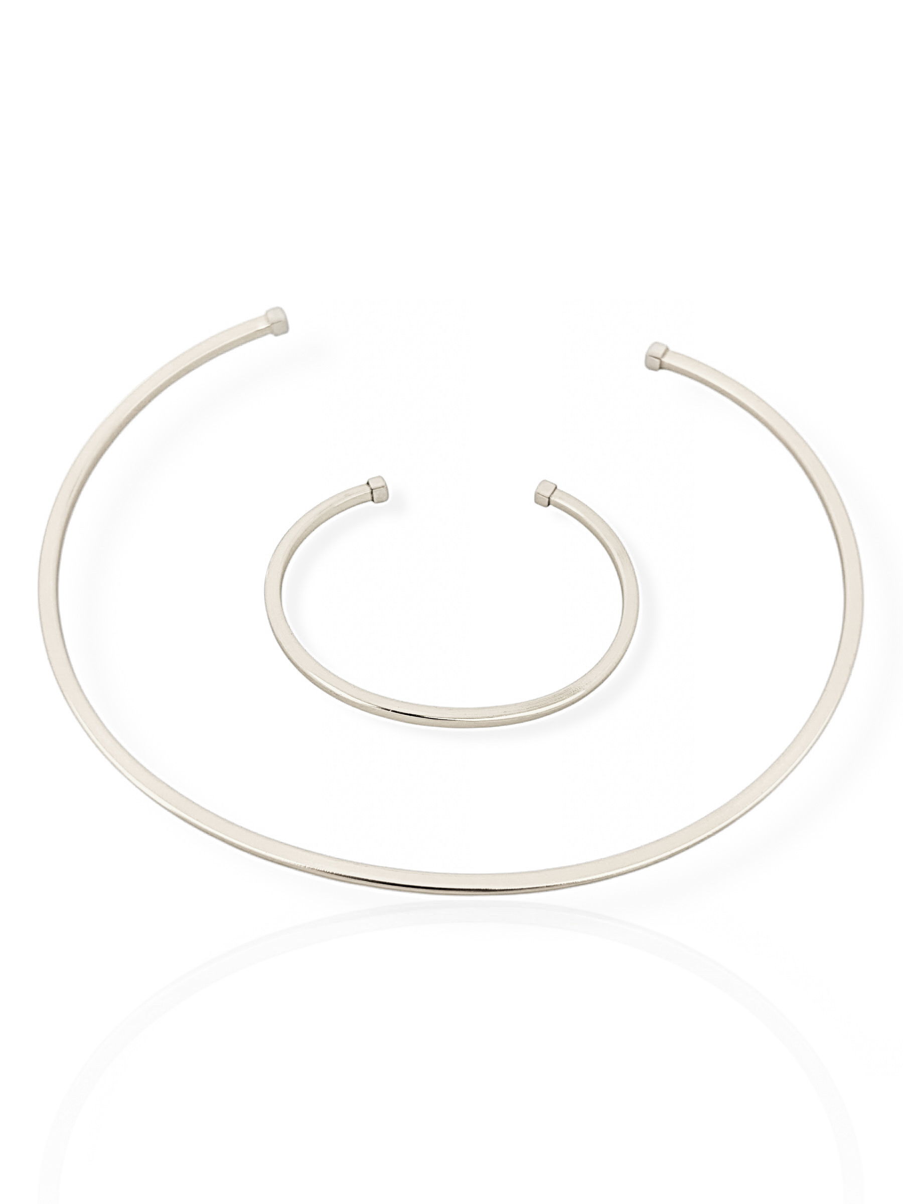 Conjunto Choker Aro e Bracelete Folheado a Ouro 18k e Prata Aro Quadrado Liso