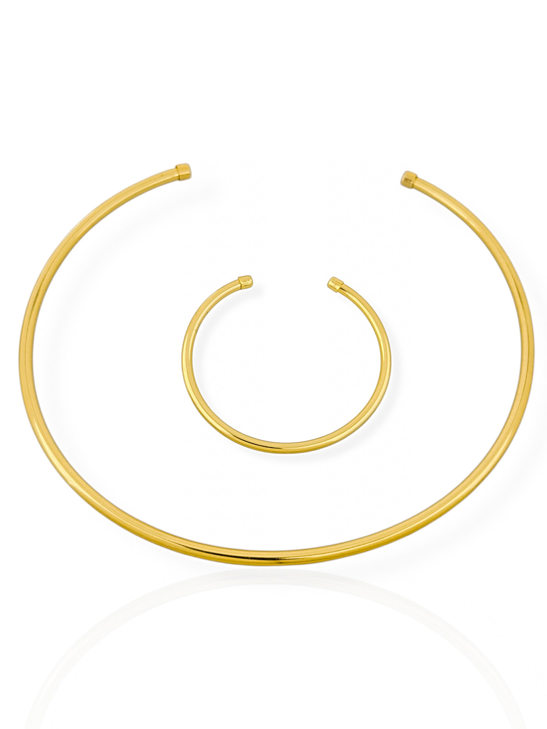 Conjunto Choker Aro e Bracelete Folheado a Ouro 18k e Prata Aro Redondo M