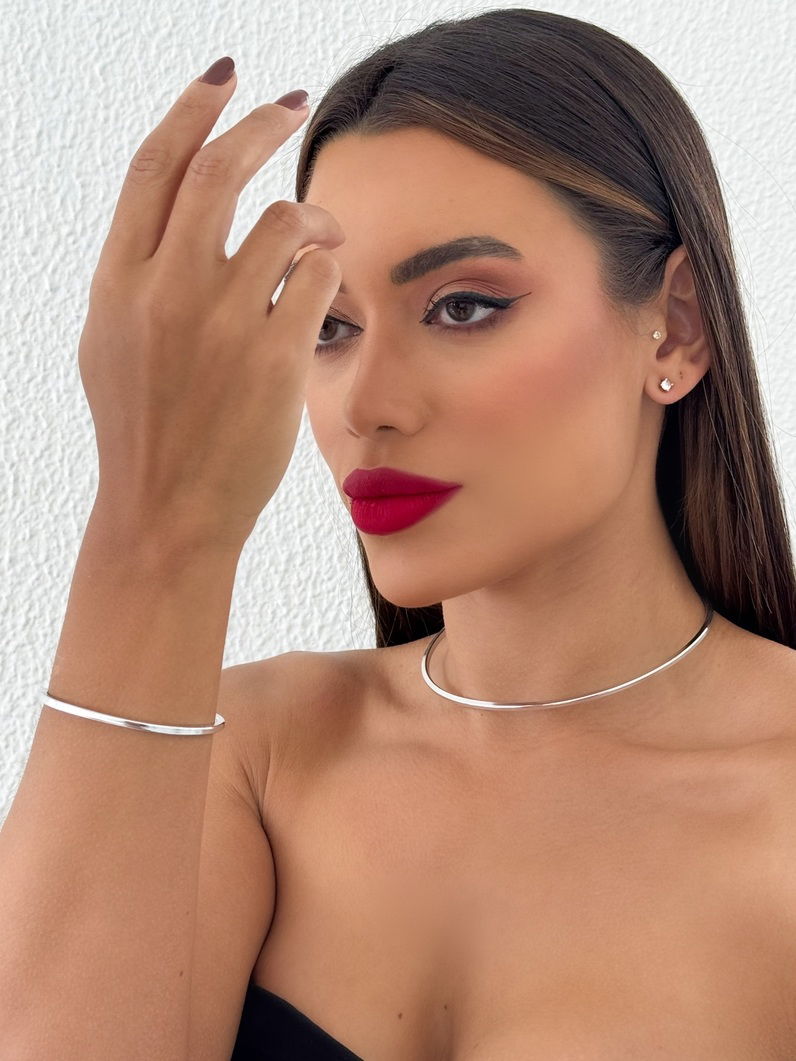 Conjunto Choker Aro e Bracelete Folheado a Ouro 18k e Prata Aro Redondo M
