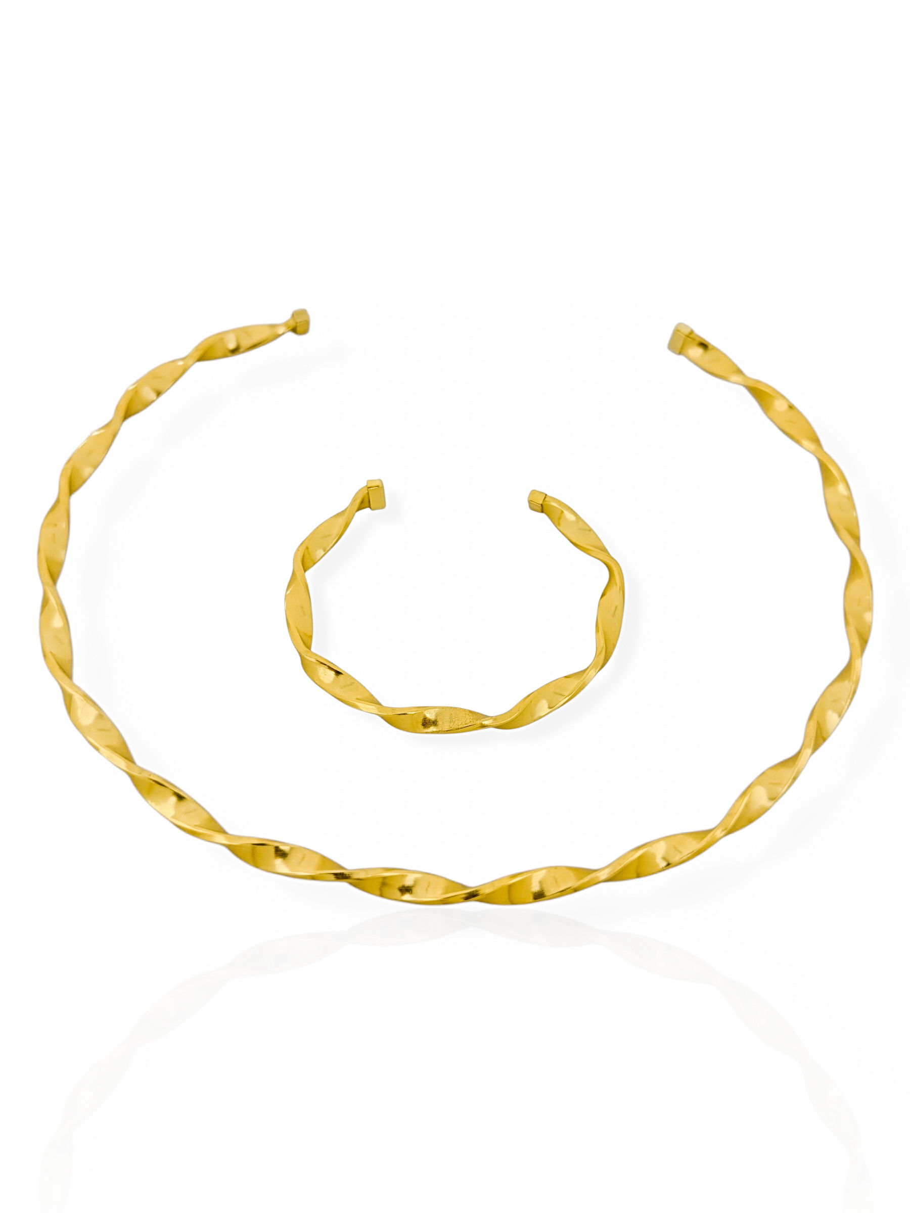 Conjunto Choker Aro e Bracelete Folheado a Ouro 18k e Prata Aro Torcido
