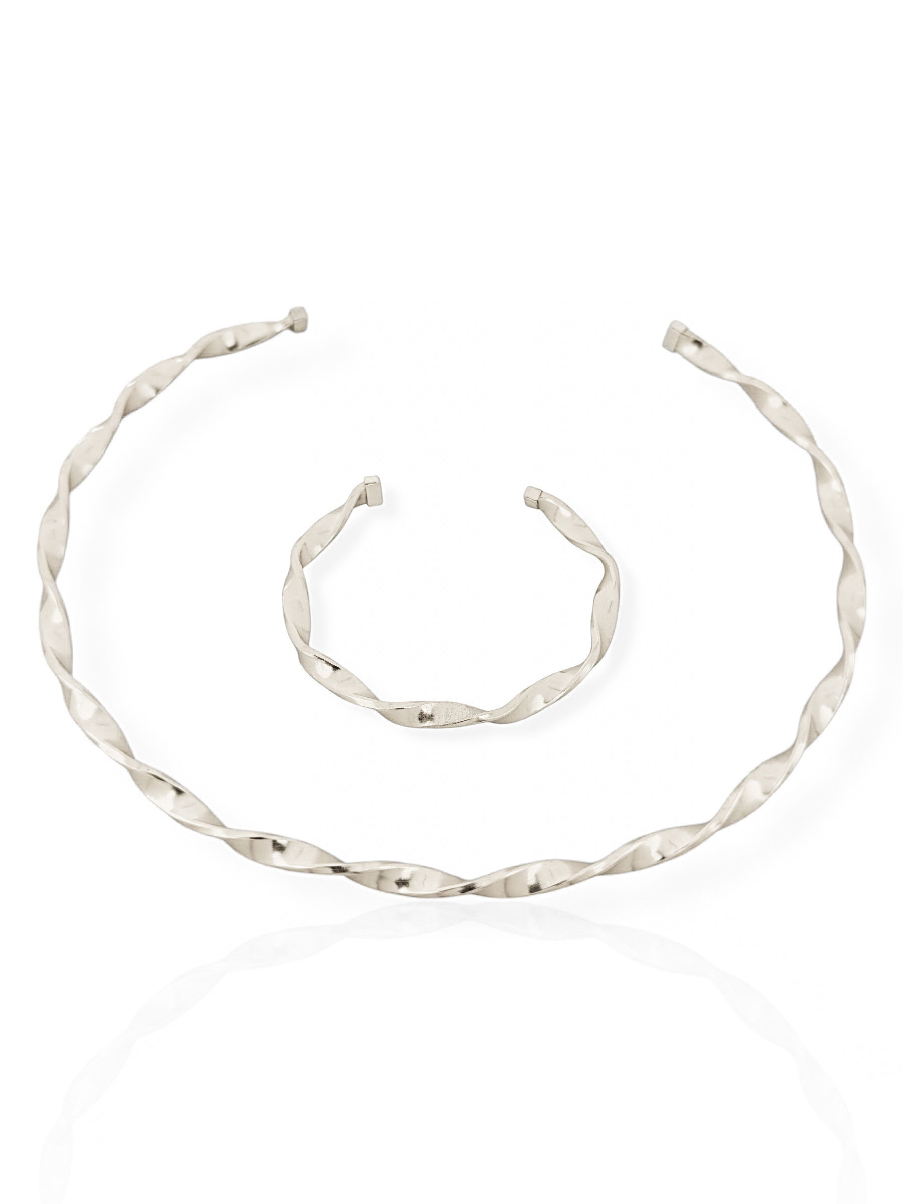 Conjunto Choker Aro e Bracelete Folheado a Ouro 18k e Prata Aro Torcido