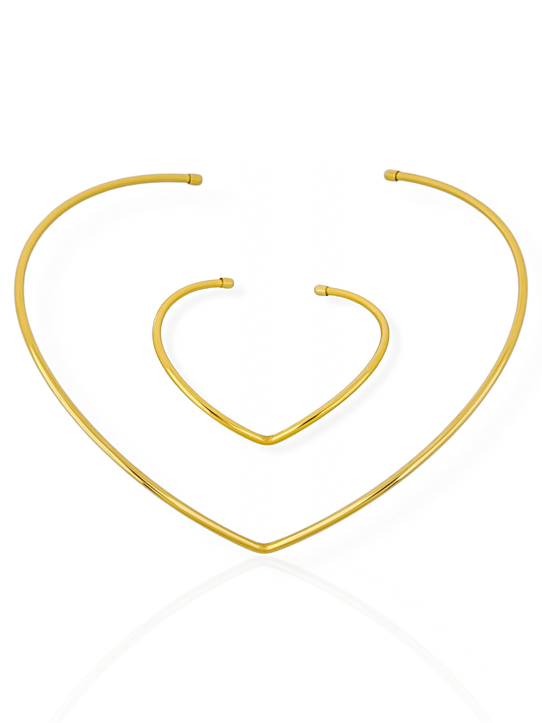 Conjunto Choker Aro e Bracelete Folheado a Ouro 18k e Prata Aro V