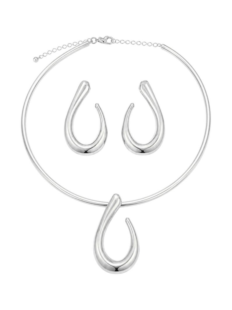 Conjunto Choker Aro e Brinco Folheado a Ouro 18k e Prata Argola Vazado