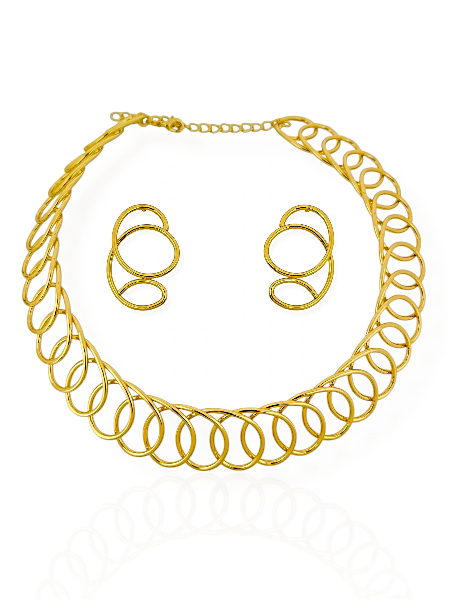 Conjunto Choker Aro e Brinco Folheado a Ouro 18k e Prata Fio Enrolado