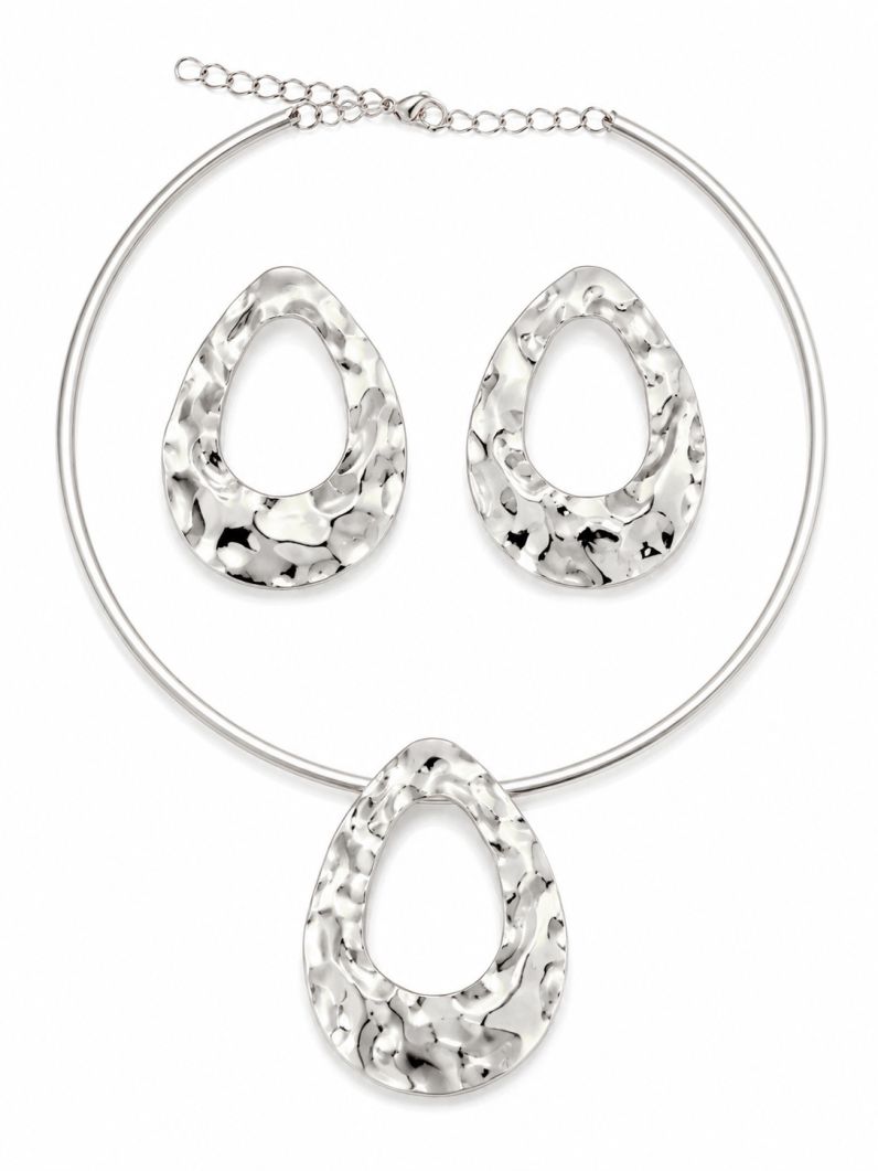 Conjunto Choker Aro e Brinco Folheado a Ouro 18k e Prata Gota Orgânica Vazada