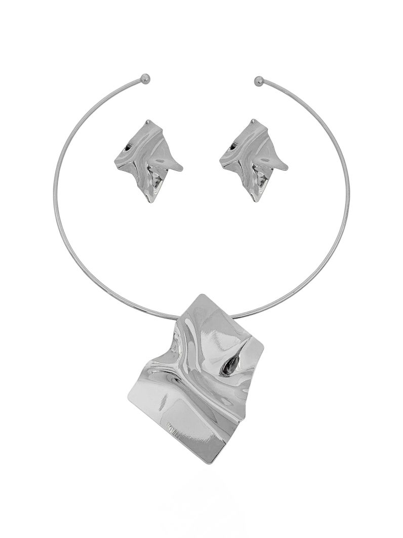 Conjunto Choker Aro e Brinco Folheado a Ouro 18k e Prata Orgânico