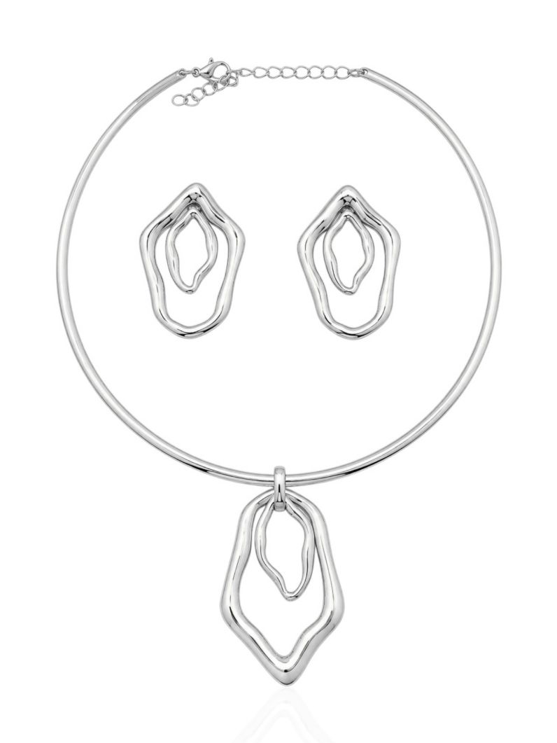 Conjunto Choker Aro e Brinco Folheado a Ouro 18k e Prata Orgânico Vazado