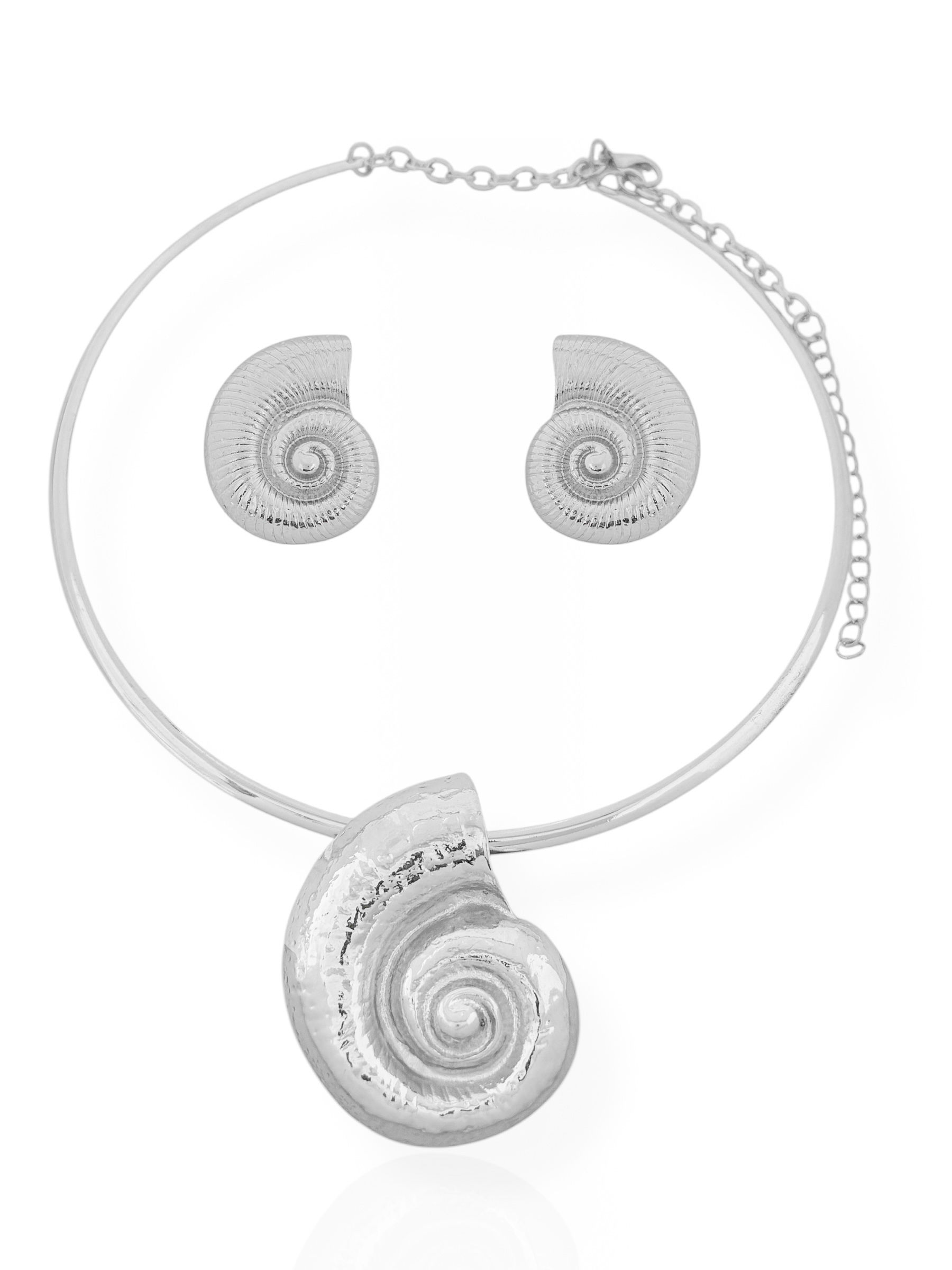 Conjunto Choker e Brinco Folheado a Ouro 18k e Prata Aro Com Concha