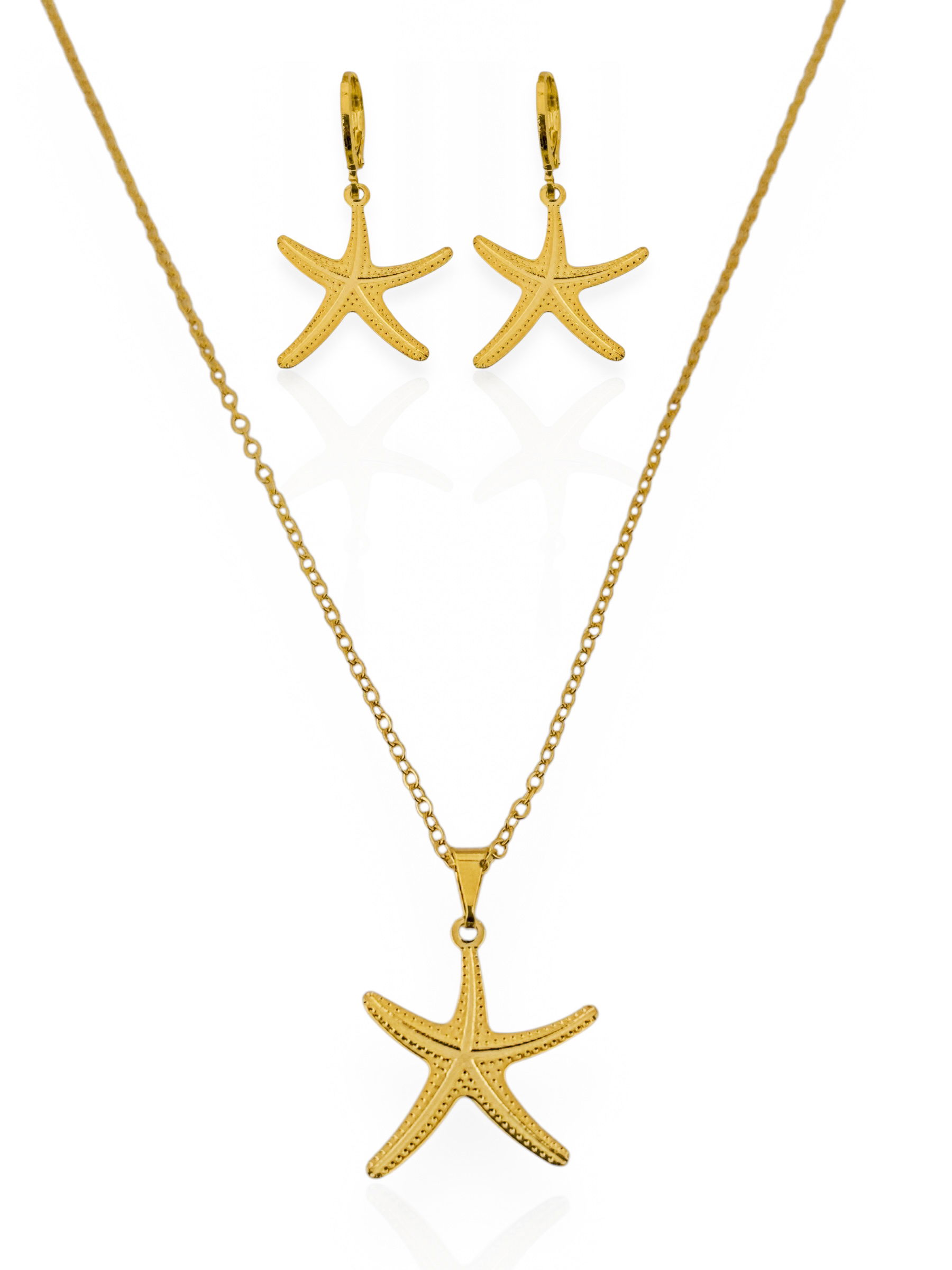 Conjunto Choker e Brinco Folheado a Ouro 18k e Prata Estrela Do Mar