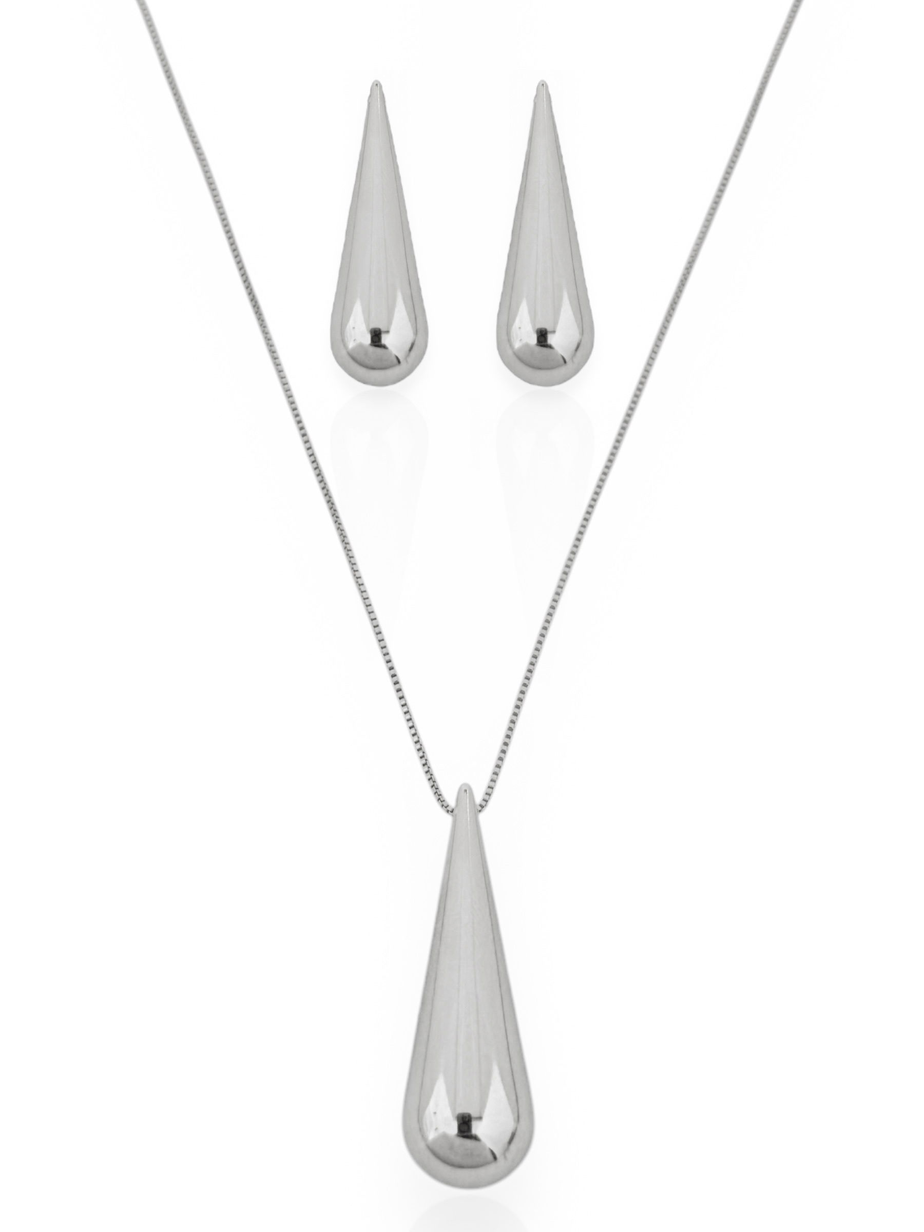 Conjunto Choker e Brinco Folheado a Ouro 18k e Prata Gota Longa Agulha