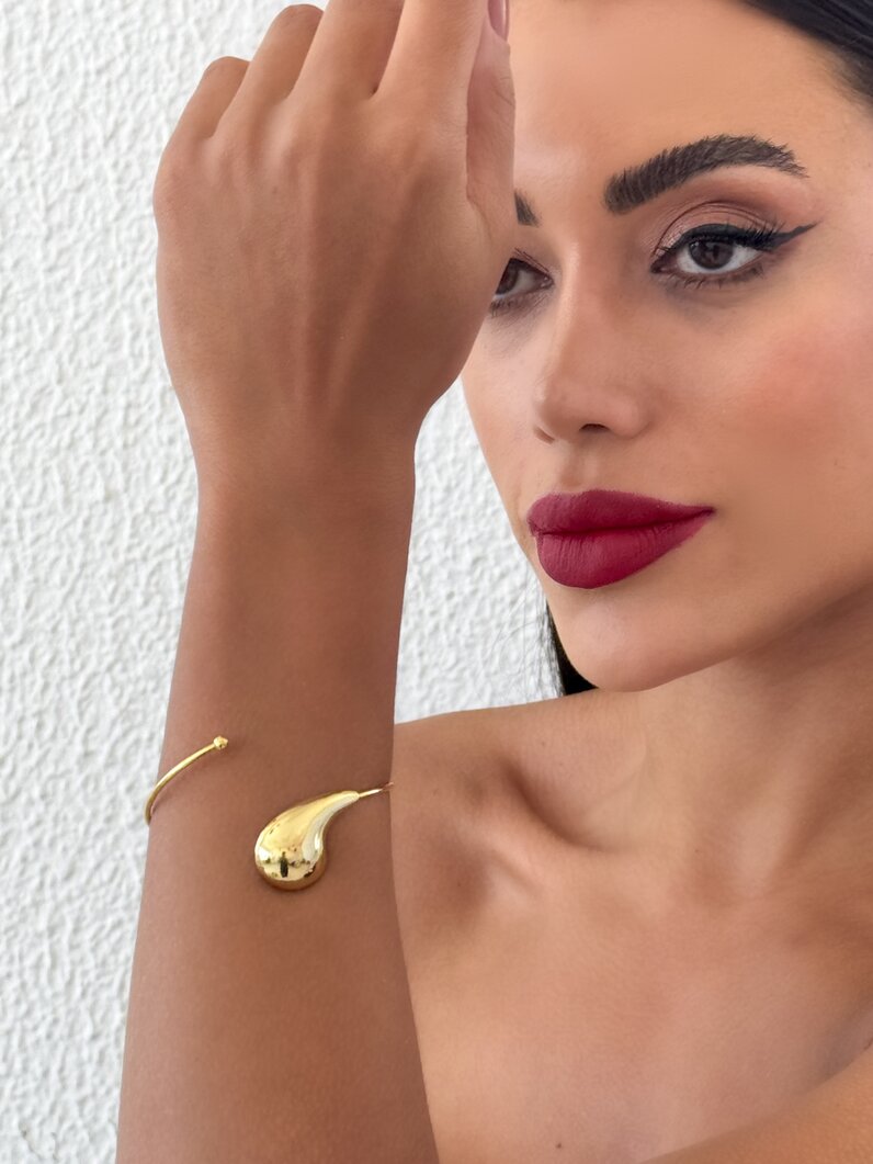 Bracelete Folheado a Ouro 18k e Prata Gota virgula